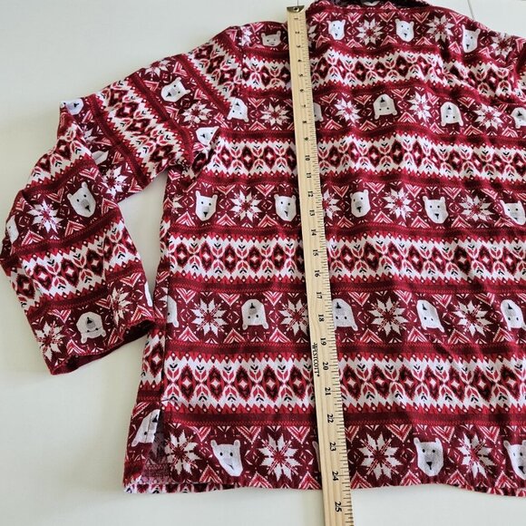 Old Navy Holiday Pajama Set Women L Polar Bear Snowflake Print Red White - Picture 6 of 16